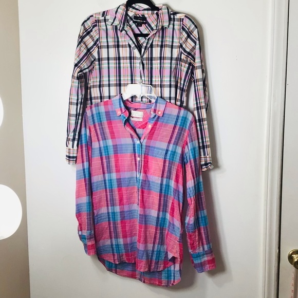 J Crew button up shirt 2 pair plaid women 0 cotton - Picture 11 of 11